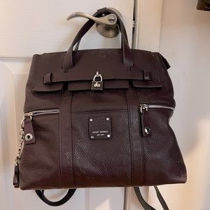 Henri Bendel Burgundy Jet Setter leather Backpack